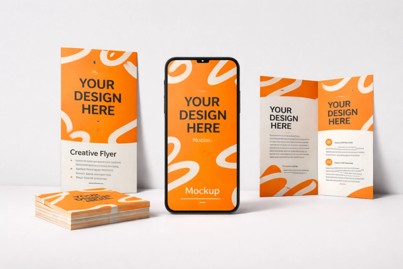 phone mockup with flayer